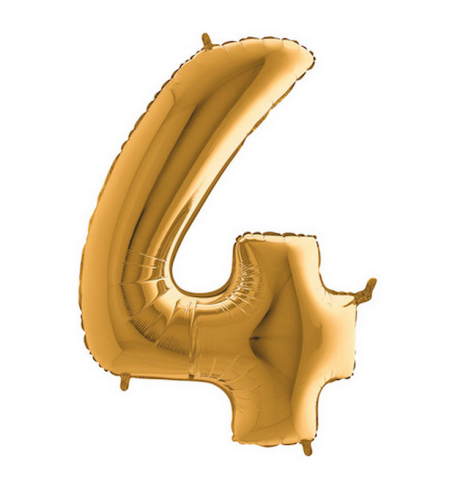 Fóliový  balón v tvare čísla 4 - zlatý (102cm,40") - BL02-5914