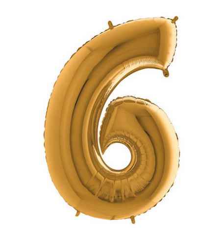 Fóliový  balón v tvare čísla 6 - zlatý (102cm,40") - BL02-5916