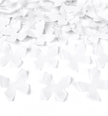 Párty konfety - vystreľovacie, motýliky, farba biela (1 ks) - KF4001