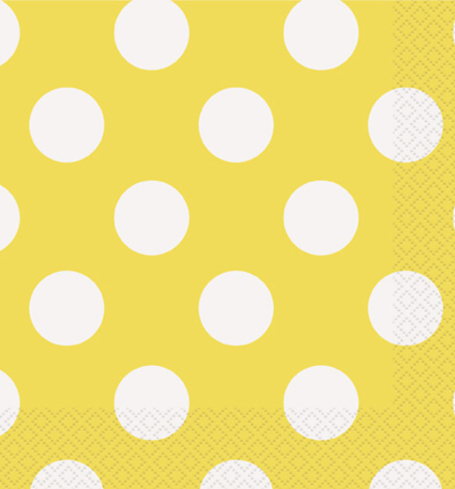 Papierový obrúsok žltý s bodkami (16 ks) - UB5103