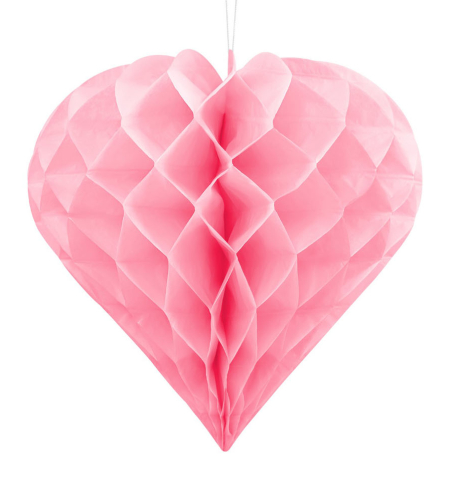 Závesná dekorácia  - Honeycomb Heart, light pink, Ø 20 cm (1 ks) - ZV4012