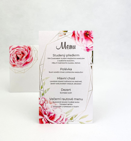 Svadobné menu s ružou - M4013